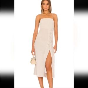 Free People Francesca Linen Square Neck High Slit Sleeveless Midi Dress XS